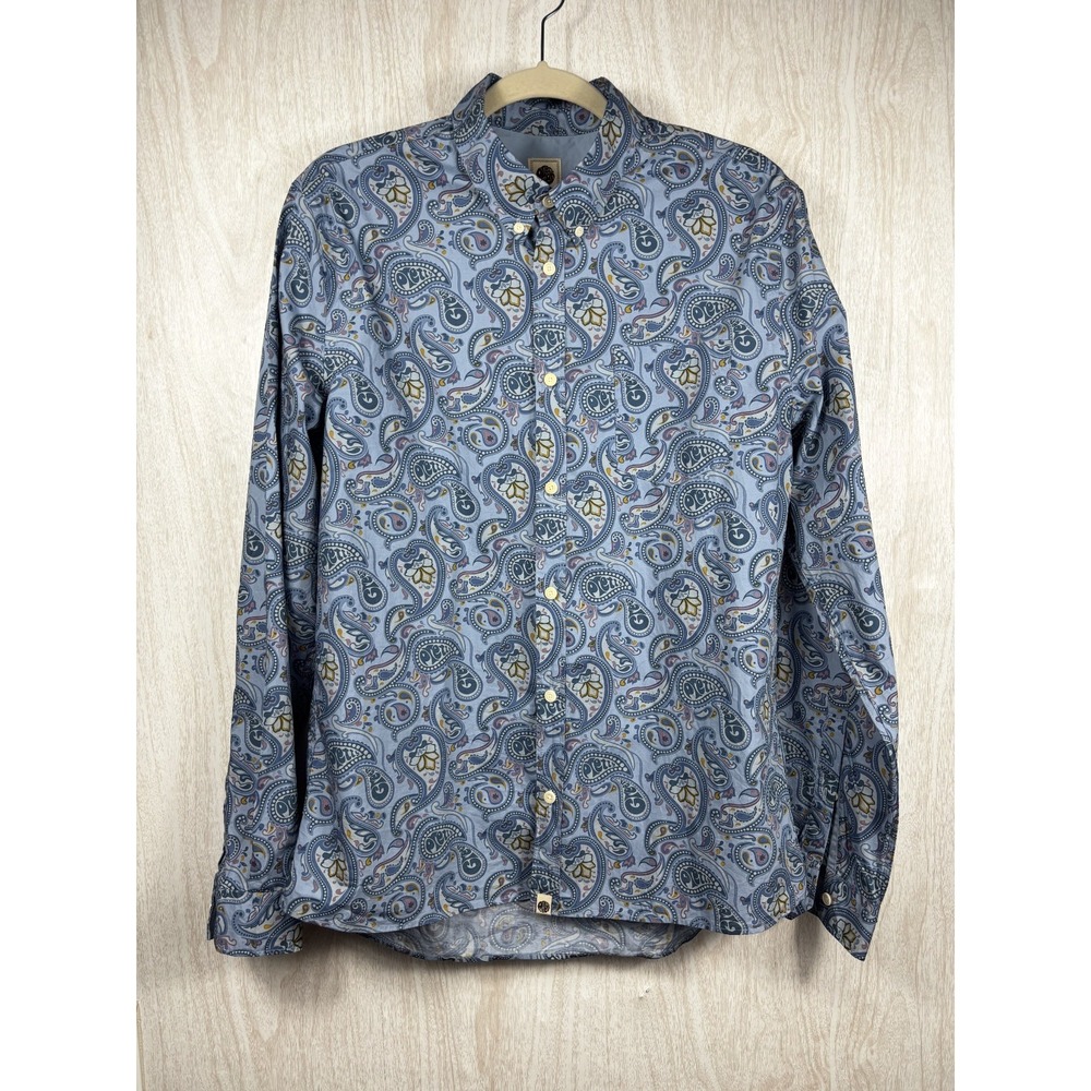 Pretty Green Paisley Shirt L Floral Slim Fit Mod Retro Britpop - Picture 2 of 11